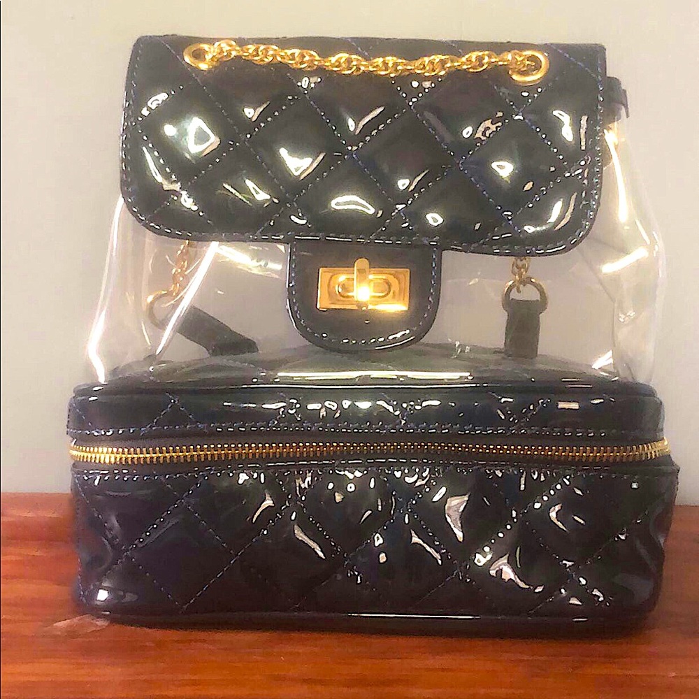 cute navy clear small backpack